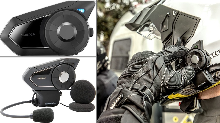 Sena 30K Motorcycle Bluetooth Headset Mesh Communication System with HD Speakers, Dual Pack,Black